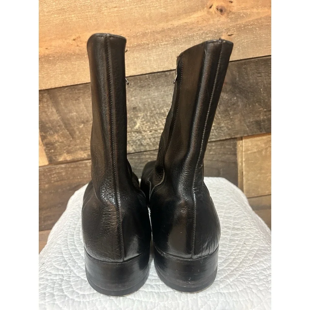 Florsheim Mid Calf Fashion Boots Men's 9 B Black Leather Vintage‎ 70's Look Cool